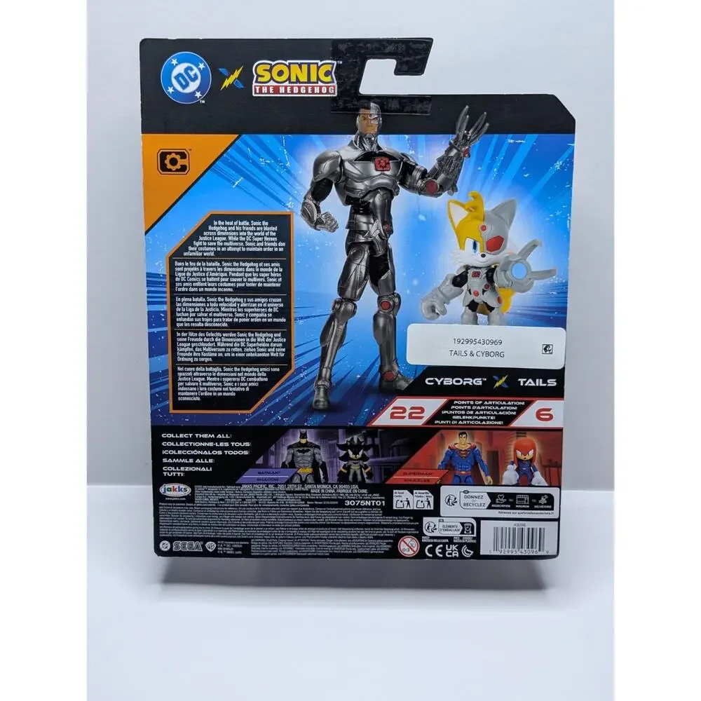 Tails + Cyborg DC x Sonic The Hedgehog 2-Pack Jakks 2.5” + 3.5” Figures 2025